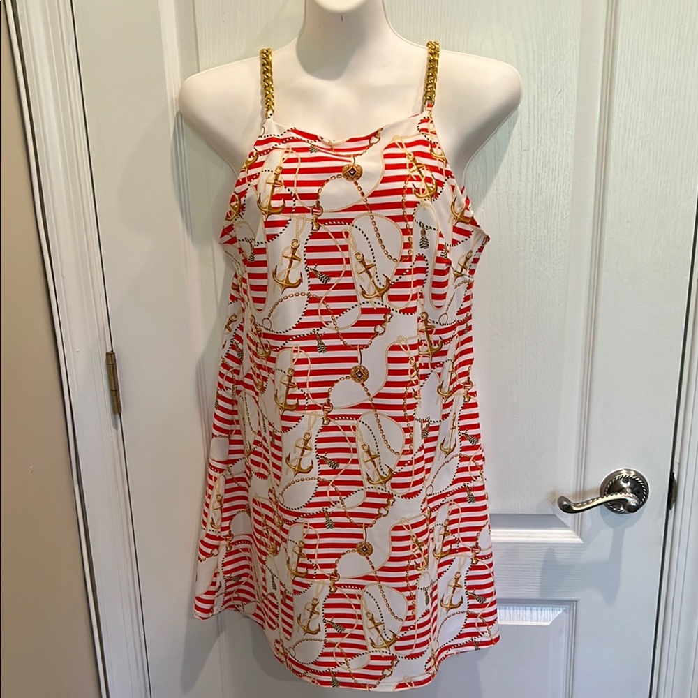 Patti Biggs Coastal Collection Nautical Print Short Dress size S